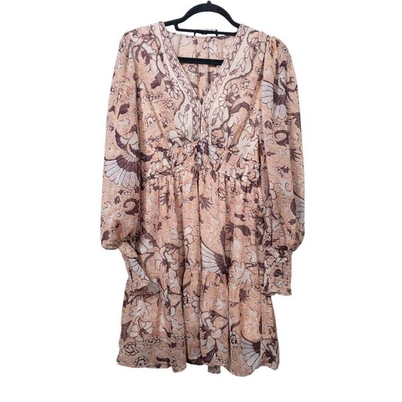 Anthropologie Dresses & Skirts - Anthropologie O.P.T Floral Birds Boho Prairie Dress SZ S Cream Brown Fall